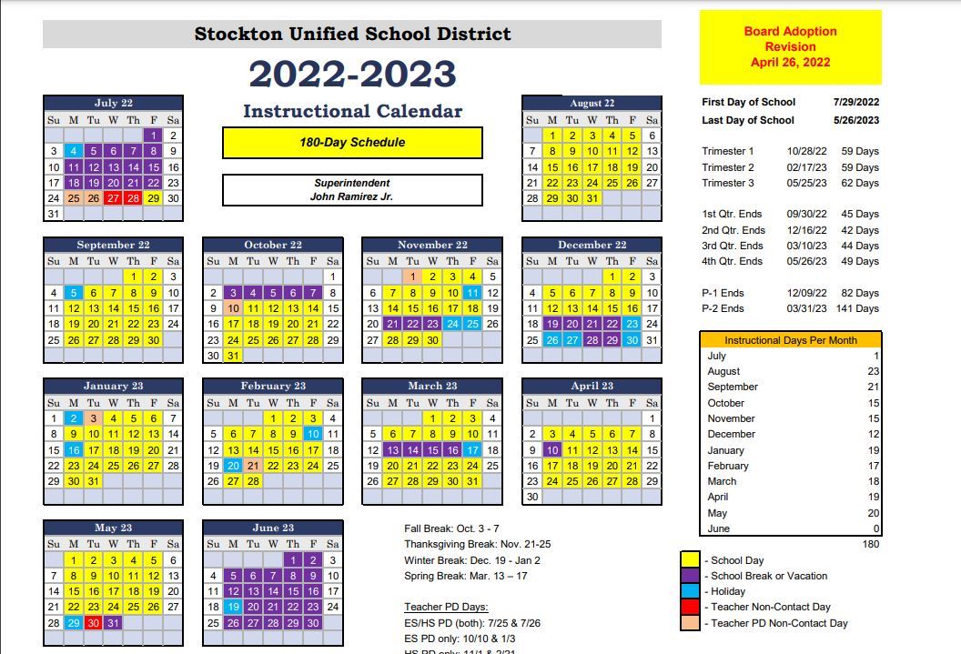 School Year Calendar